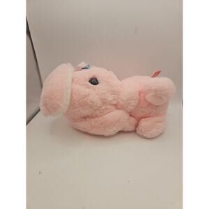 Plush Easter Bunny Rabbit SLEEPING laying down So Soft Pink Cottontail